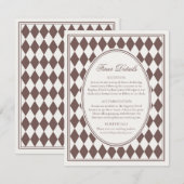 Brown Harlequin Checkered Finer Details Wedding エンクロージャーカード (正面/裏面)