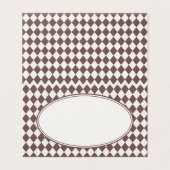 Brown Harlequin Checkered Folded Place Cards (外部フラット)