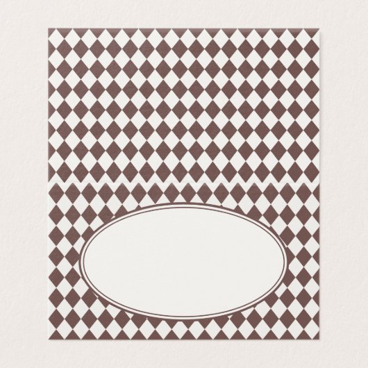 Brown Harlequin Checkered Folded Place Cards (外部フラット)