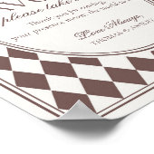 Brown Harlequin Checkered Wedding Favors Sign ポスター (角)