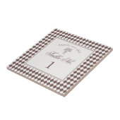 Brown Harlequin Checkered Wedding Table Number タイル (側面)