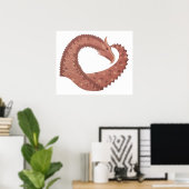 Brown heart dragon on white ポスター (ホームオフィス)