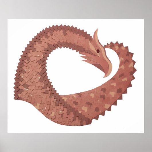 Brown heart dragon on white ポスター (正面)