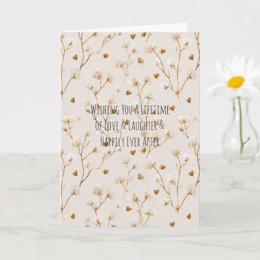 Brown Hearts Blush Floral Bridal Shower Wedding カード (小さな植物)