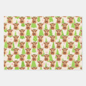 Brown Highland Miniature Cow Christmas ラッピングペーパーシート (正面)