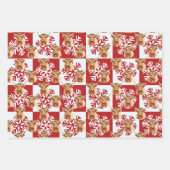 Brown Highland Miniature Cow Christmas ラッピングペーパーシート (正面3)