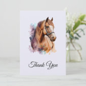 Brown Horse head Portrait in Watercolor サンキューカード (スタンド正面)
