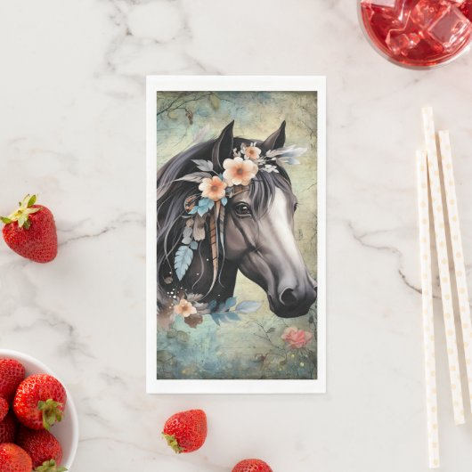  Brown horse in flowers. (インサイチュ)