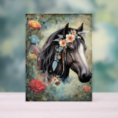  Brown horse in flowers. アクリルサイン (ニュートラル)