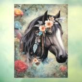 Brown horse in flowers. ウィンドウサイン (シート3)