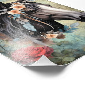  Brown horse in flowers. フォトプリント (角)