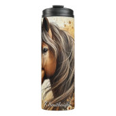 Brown Horse Sunflower Butterfly Serenity タンブラー (正面)