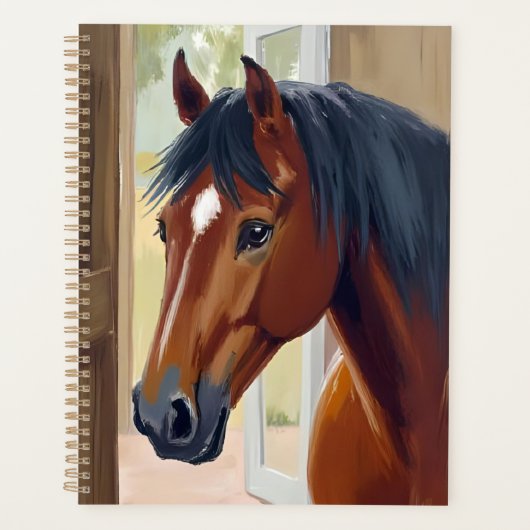 Brown Horse Watercolor Animal Country Barn プランナー手帳 (正面)