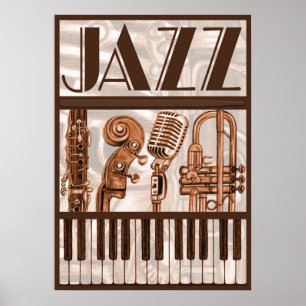 Brown Jazz Music Poster ポスター