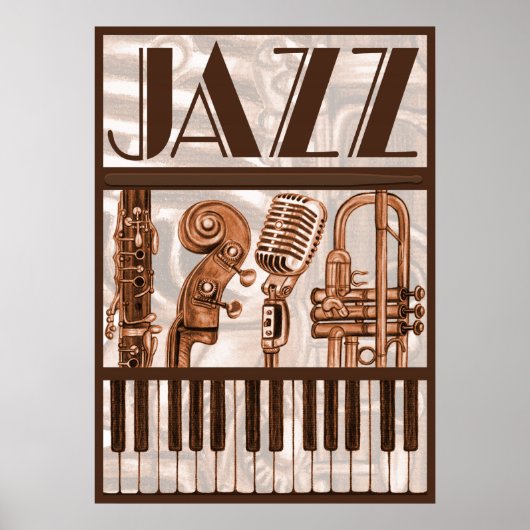 Brown Jazz Music Poster ポスター (正面)