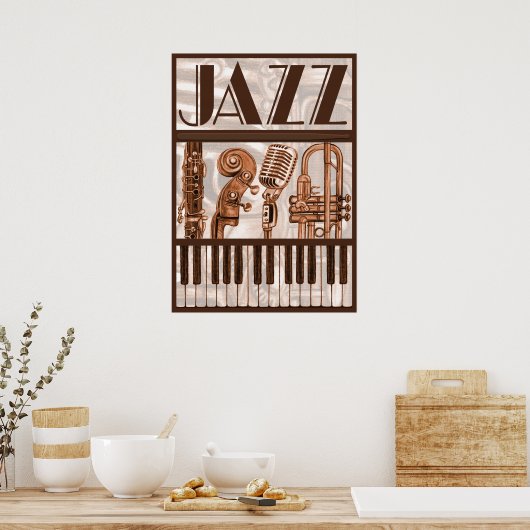 Brown Jazz Music Poster ポスター (キッチン)