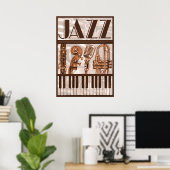 Brown Jazz Music Poster ポスター (ホームオフィス)