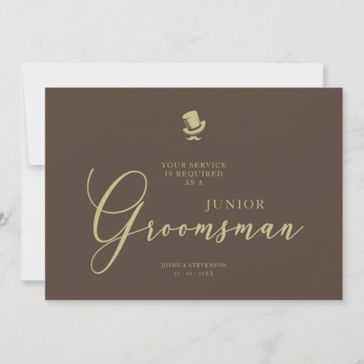 Brown Junior Groomsman Chic Wedding Proposal (正面)