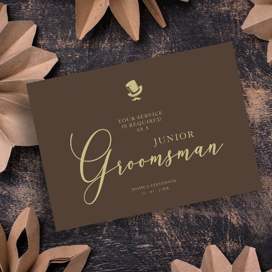 Brown Junior Groomsman Chic Wedding Proposal