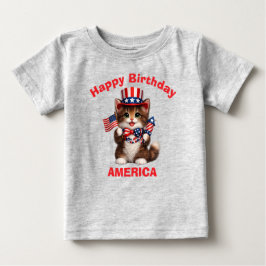 Brown Kitten (1g) Patriotic Kid T-Shirt ベビーTシャツ