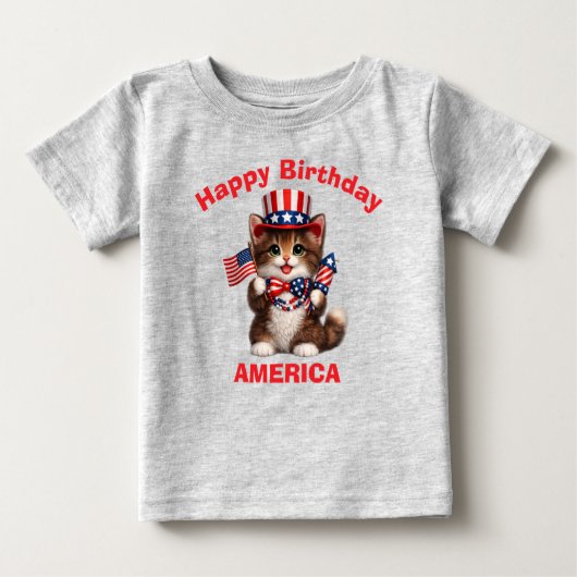 Brown Kitten (1g) Patriotic Kid T-Shirt ベビーTシャツ (正面)