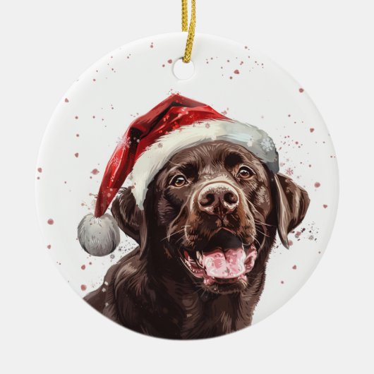Brown Labrador Dog Christmas Personalized セラミックオーナメント (正面)