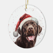 Brown Labrador Dog Christmas Personalized セラミックオーナメント (左)