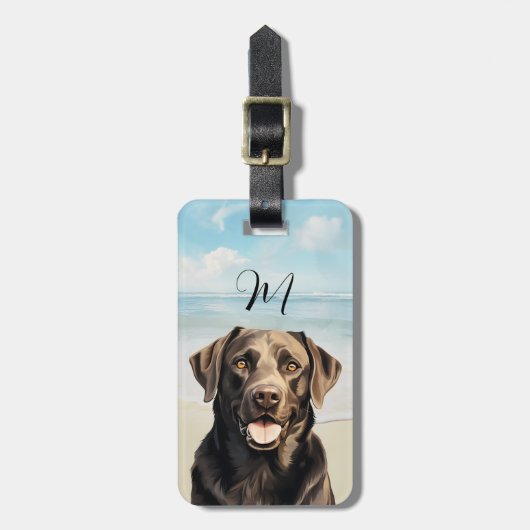 Brown Labrador Retriever Luggage Tag ラゲッジタグ (正面縦)
