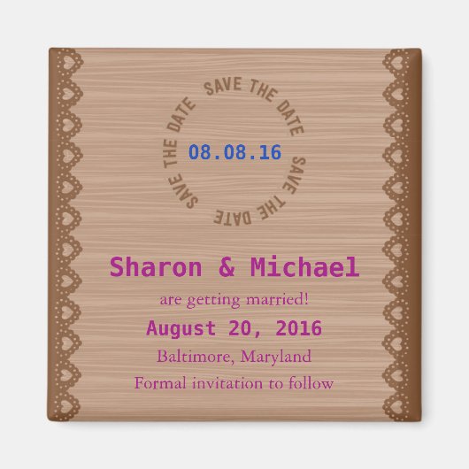 Brown Lace日付磁石を保存 マグネット (正面)