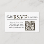 Brown landscape RSVP QR Code Card  Modern Wedding エンクロージャーカード (正面)