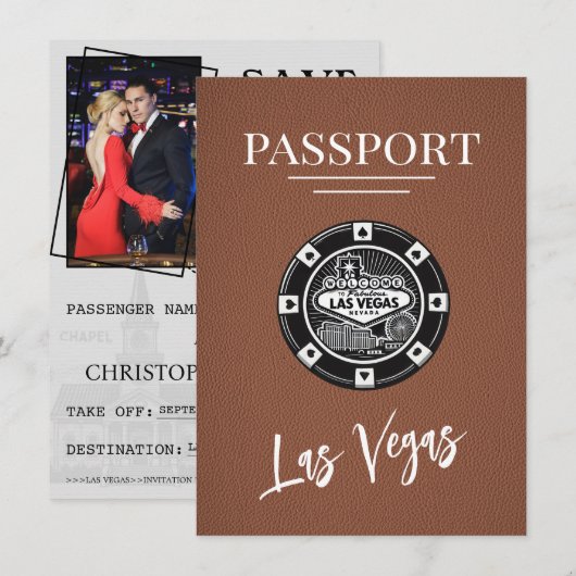 Brown Las Vegas Passport日付の保存 セーブザデート (正面/裏面)