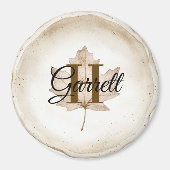 Brown Leaf Monogram Name マグネット (正面)