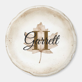 Brown Leaf Monogram Name マグネット