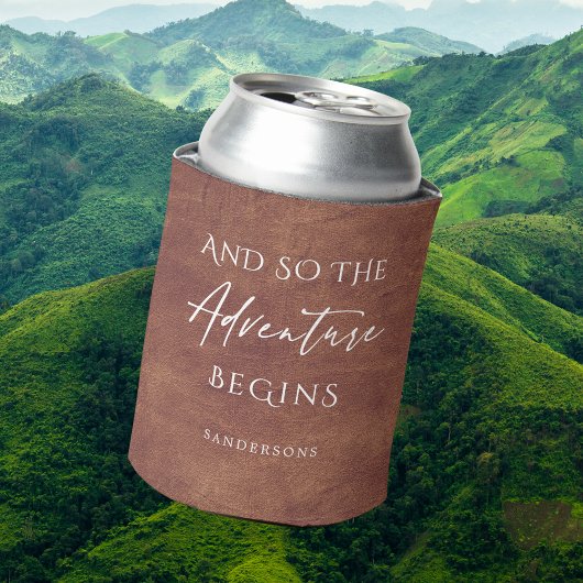 Brown Leather Adventure Personalized 缶クーラー