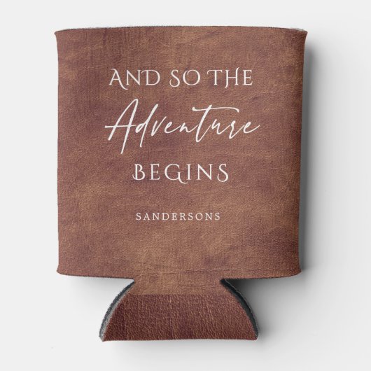 Brown Leather Adventure Personalized 缶クーラー (正面)