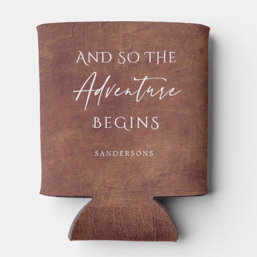 Brown Leather Adventure Personalized 缶クーラー (裏面)