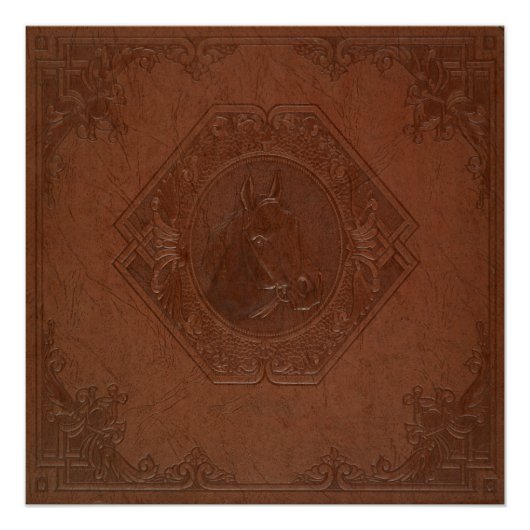 Brown leather horse head vintage frame ポスター (正面)