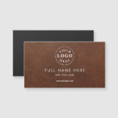 Brown Leather Pattern Magnetic Business Card (正面/裏面)