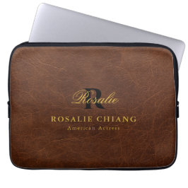 Brown Leather Texture Custom Laptop Sleeve Design ラップトップスリーブ