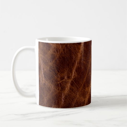 Brown leather textureleather,texture,abstract,acce コーヒーマグカップ (左)