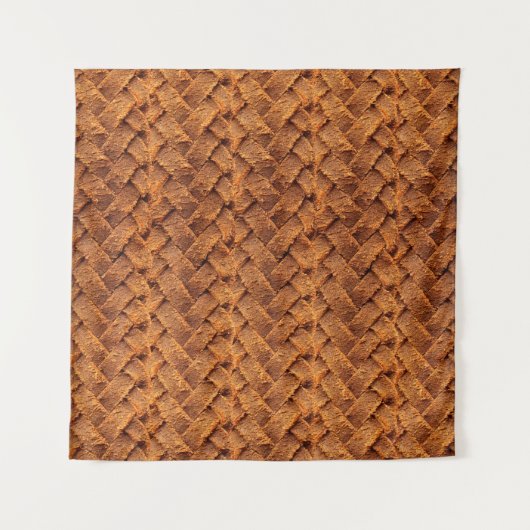 Brown leather woven backgroundleather,brown,backgr タペストリー (正面(横))