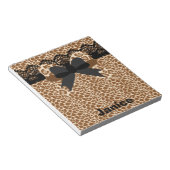 Brown Leopard Lace & Bowスモールメモ帳 ノートパッド (アングル)