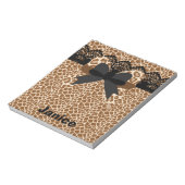 Brown Leopard Lace & Bowスモールメモ帳 ノートパッド (回転)