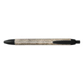 Brown Leopard Print金ゴールドグリッター輝き 黒ボールペン (裏面)