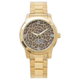 Brown Leopard Print Minimalist Analog Roman Numera 腕時計