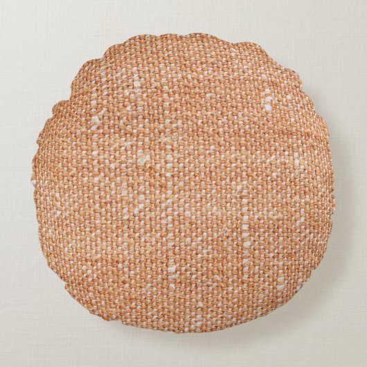 Brown Linen Canvasテクスチャ背景 ラウンドクッション (正面)