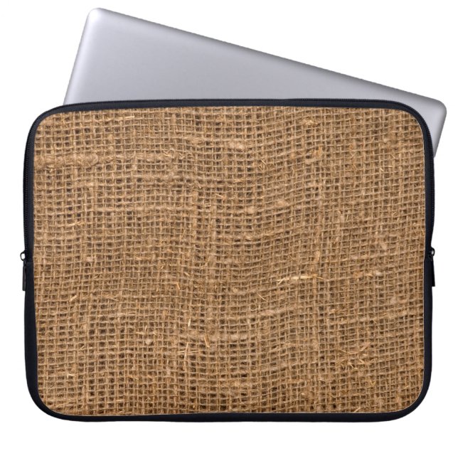 Brown Linen Canvasテクスチャ ラップトップスリーブ (正面)