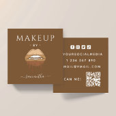 Brown Lips Makeup Artist QR  スクエア名刺