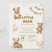 Brown Little Bear is Turning One Birthday Party 招待状 (正面)
