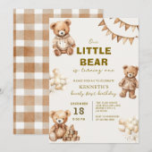 Brown Little Bear is Turning One Birthday Party 招待状 (正面/裏面)